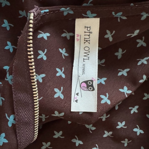 Pink Owl dress leaf zip up back small - Picture 4 of 4
